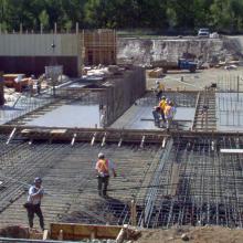 Rebar being installed for a Concrete Slab Pour Overview