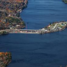 Aerial overview of Timiskaming Ontario Dam