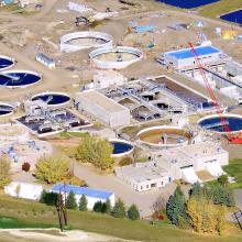 Aerial Overview of Red Deer wastewater treatment plant